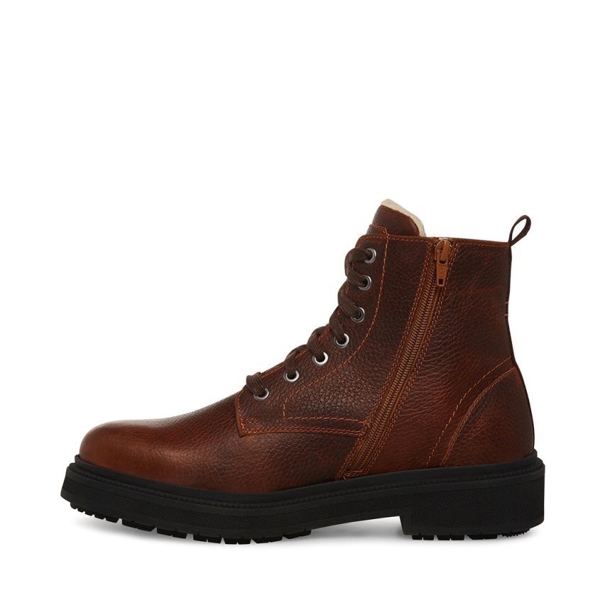 Botines Steve Madden Denalii Cuero Hombre Marrones Oscuro | ES KO36S2